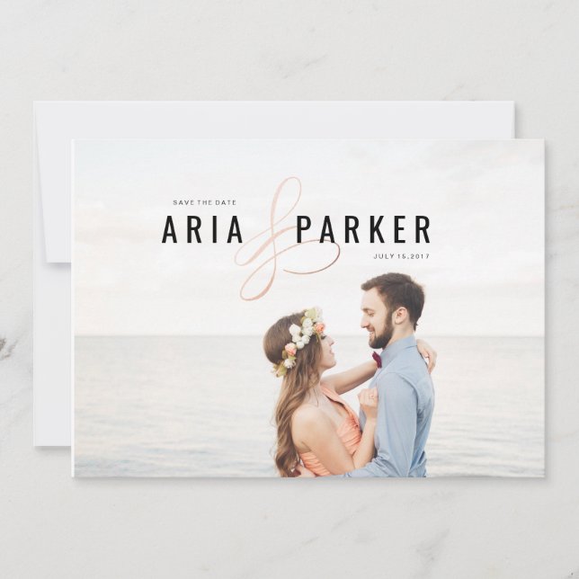 Modern Geometric Wedding Save the Dates Date (Front)