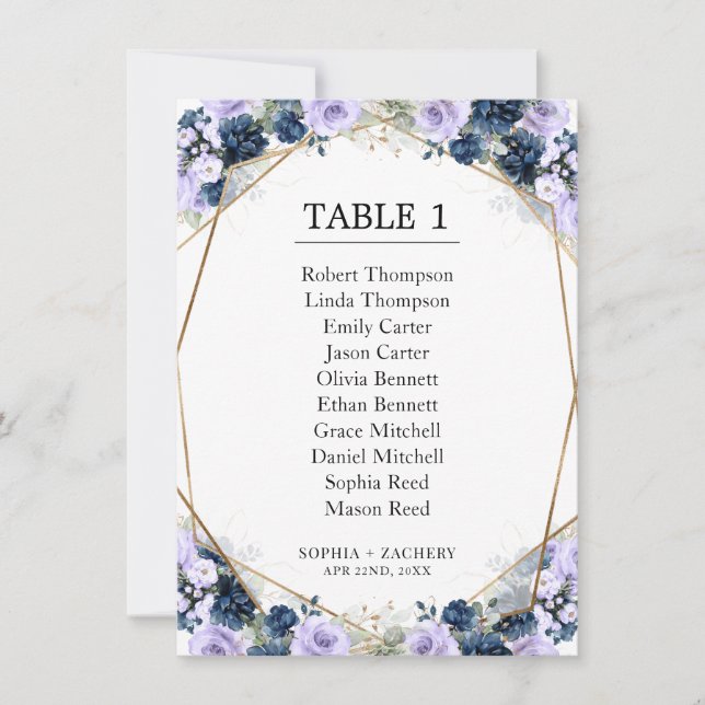 Modern Geometric Wedding Table Seating Chart  (Front)