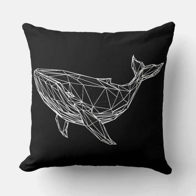 Modern Geometric Whale Throw Pillow (Front)