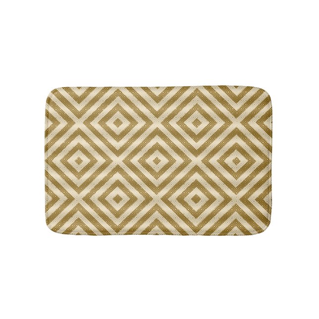 Modern Geometric White And Gold Seamless Pattern Bath Mat (Front)