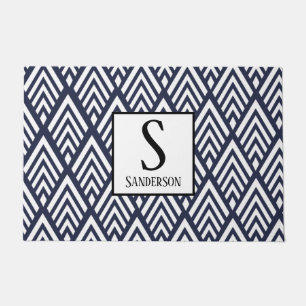 Modern Geometric White Deco Arrows   Personalised Doormat