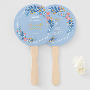 Modern Geometric white frame  pink  floral Hand Fan