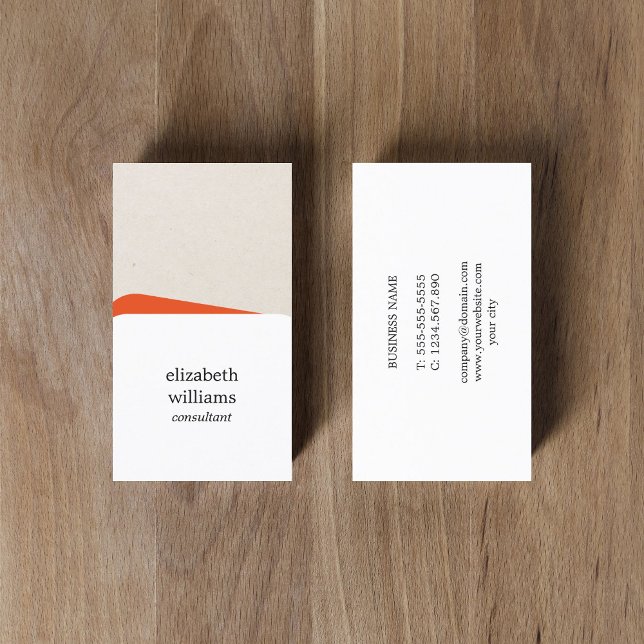 Modern Geometric White Orange Consultant Business Card (Creator Uploaded)