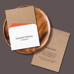 Modern Geometric White Orange Kraft Consultant Business Card