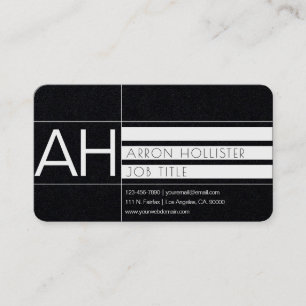 Modern Geometric White Print/Premium Black Paper Business Card