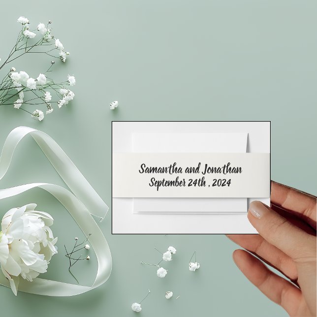 Modern Geometric with Small Flowers  Invitation Belly Band (Creator Uploaded)