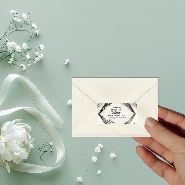 Modern Geometric with Small Flowers Return Address Label (Creator Uploaded)