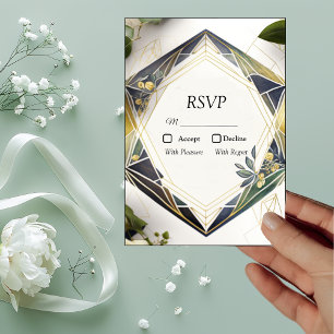 Modern Geometric with Small Flowers RSVP Cards