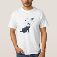 Modern Geometric Wolf Forest Double Exposure