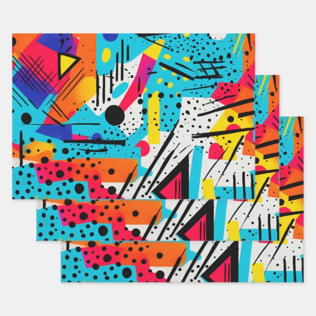 Modern Geometric Wrapping Paper Sheet (Set)