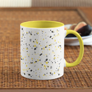 Modern Geometric Yellow Grey Terrazzo Pattern Mug