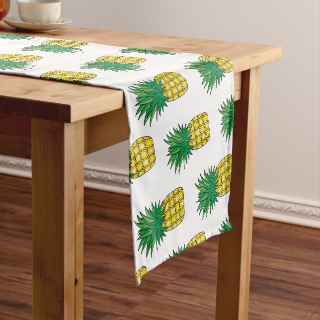 Modern Geometric Yellow Pineapple Pattern Short Table Runner (In Situ)
