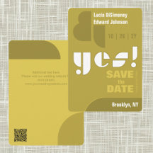 Modern Geometric yes! Green Save The Date Card