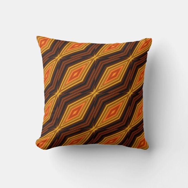 Modern geometric zigzag pattern brown and beige cushion (Front)