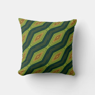 Modern geometric zigzag pattern green and beige cushion
