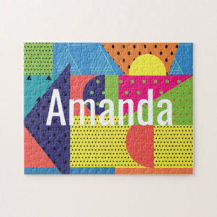 Modern Geometrical Block Collage Multicolor Bright Jigsaw Puzzle
