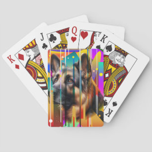 Modern Geometrical Dog   Playing Cards