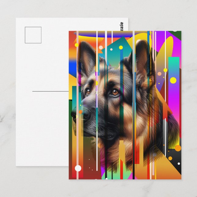 Modern Geometrical Dog   Postcard (Front/Back)