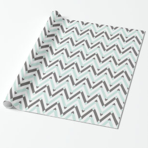 Modern Geometrical Light Blue Grey White Chevron Wrapping Paper