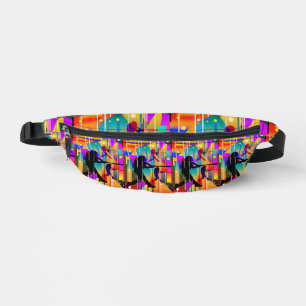 Modern Geometrical silhouette Baseball Player Bum Bags