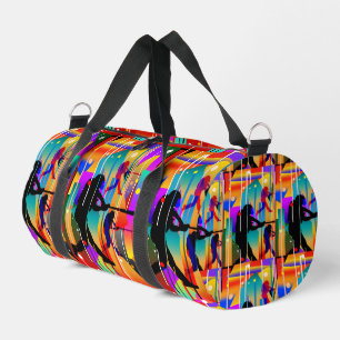 Modern Geometrical silhouette Baseball Player Duffle Bag
