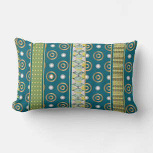 Modern Geometrics with Teal Green Background  Lumbar Cushion