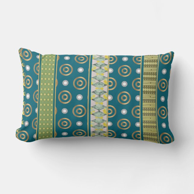Modern Geometrics with Teal Green Background  Lumbar Cushion (Front)
