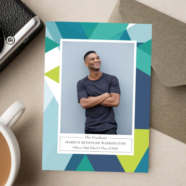 Modern Geometry 2 Photo Graduation Invitation (Creator Uploaded)