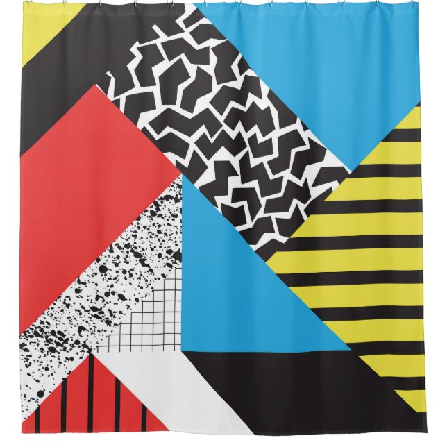 Modern Geometry: Abstract Seamless Style Shower Curtain (Front)