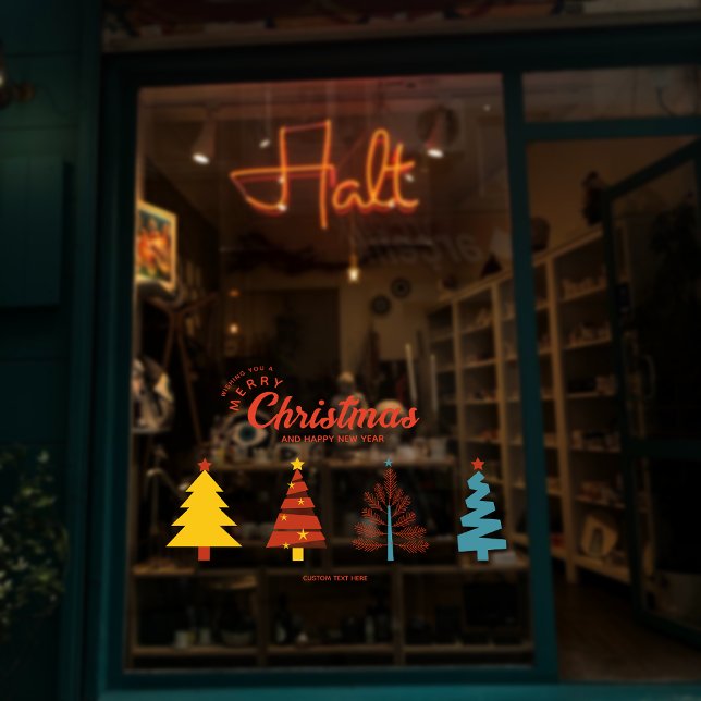 Modern Geometry Christmas Tree Storefront Decor (Modern Geometry Christmas Tree Retail Shop Window Cling)