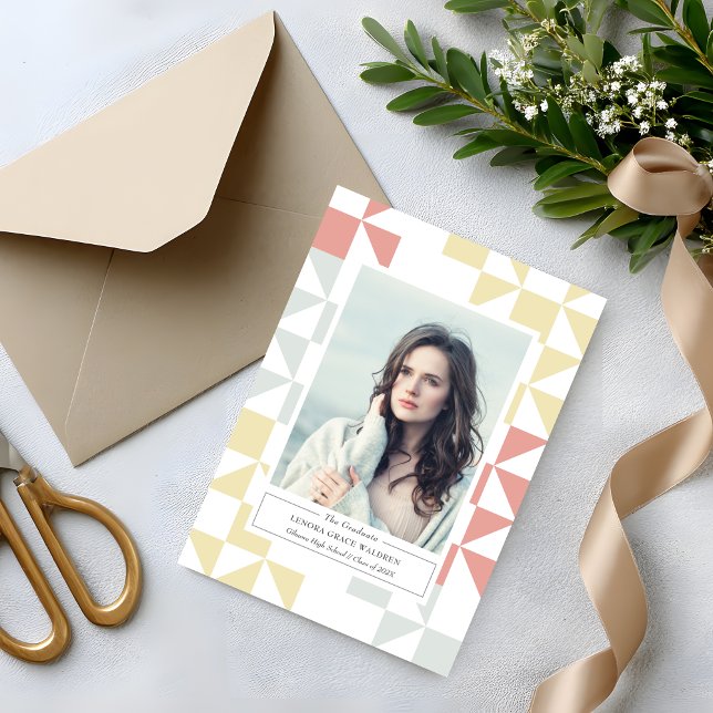Modern Geometry Photo Graduation Invitation (Creator Uploaded)