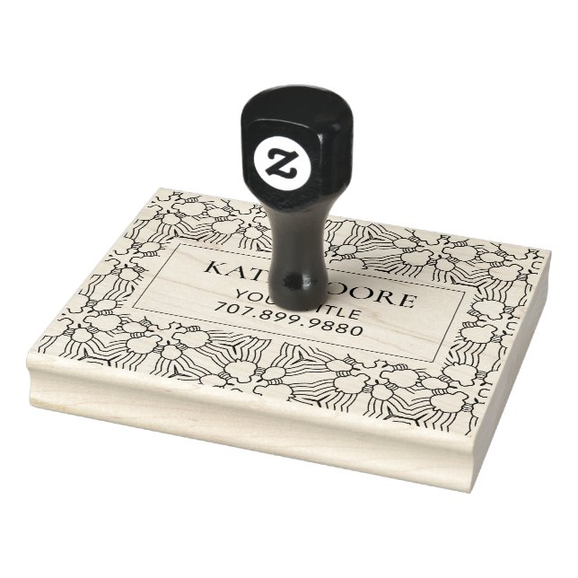 Modern Geomteric Pattern Monogram Rubber Stamp (Stamp)
