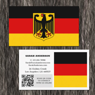 Modern Germany, Business Card, German Flag QR Code Business Card