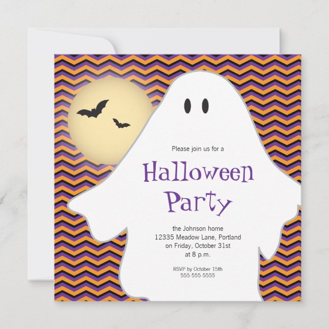 Modern Ghost Halloween Party Invitation (Front)