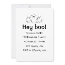 Modern Ghost Halloween Party Invitation Flat Card