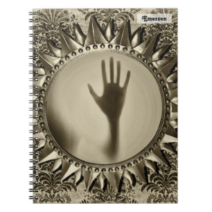 Modern Ghost Hand Reflection - Scary Bronze Mirror Notebook