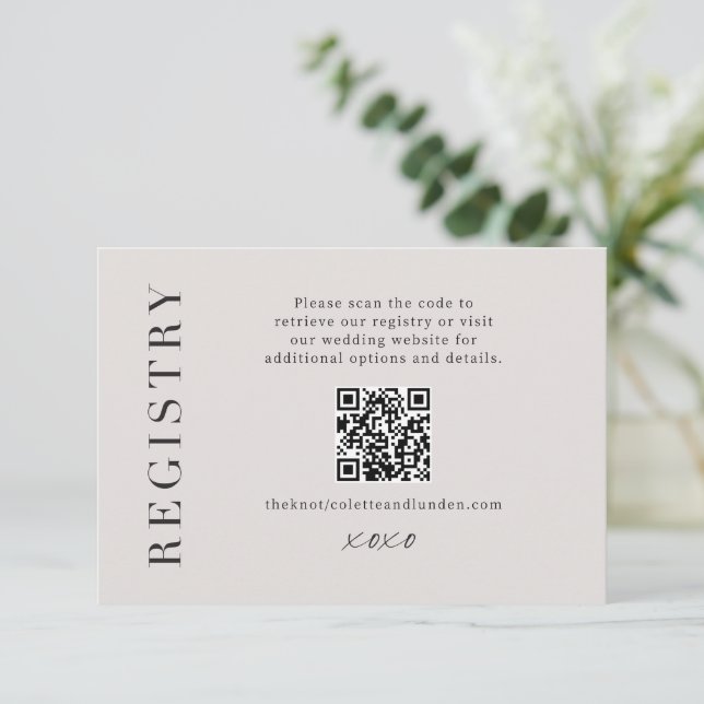 Modern Gift Registry Enclosure Wedding Scan QR  Card (Standing Front)