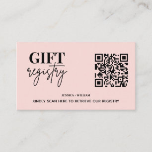 Modern Gift Registry   Wedding Registry QR Code Enclosure Card