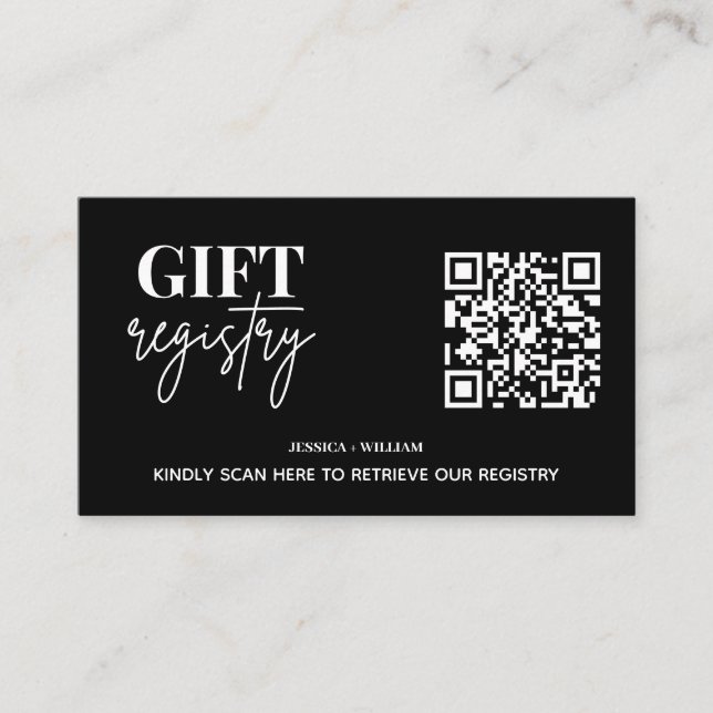 Modern Gift Registry | Wedding Registry QR Code Enclosure Card (Front)