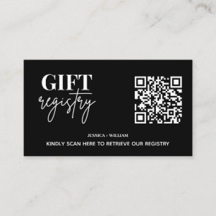 Modern Gift Registry   Wedding Registry QR Code Enclosure Card