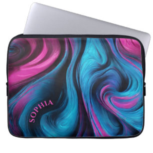Modern Gifts for Her-Blue and Fuchsia- Laptop Sleeve