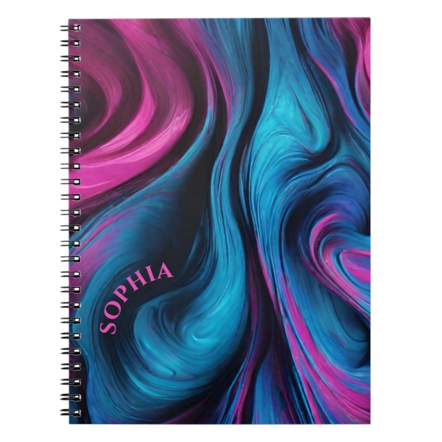 Modern Gifts for Her-Blue and Fuchsia Notebook (Front)