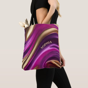 Modern Gifts For Her-Fuchsia Purple and Gold- Tote Bag