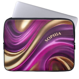 Modern Gifts for Her-Purple Pink and Gold- Laptop Sleeve