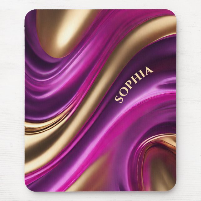 Modern Gifts for Her- Purple Pink and Gold- Mouse Pad (Front)