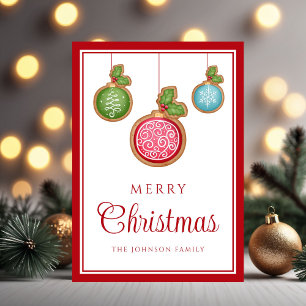 Modern Gingerbread Christmas Baubles  Holiday Card