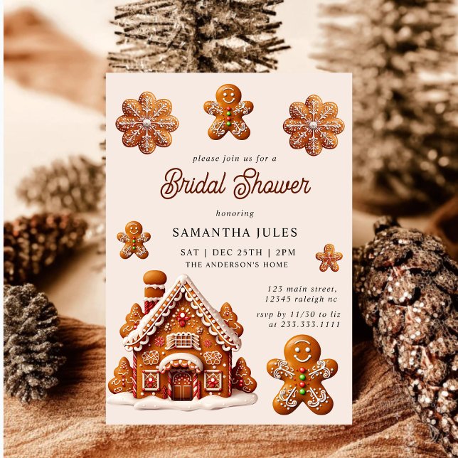 Modern Gingerbread House Christmas Bridal Shower Invitation (Creator Uploaded)