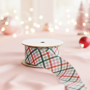 Modern Gingham Holiday Satin Ribbon