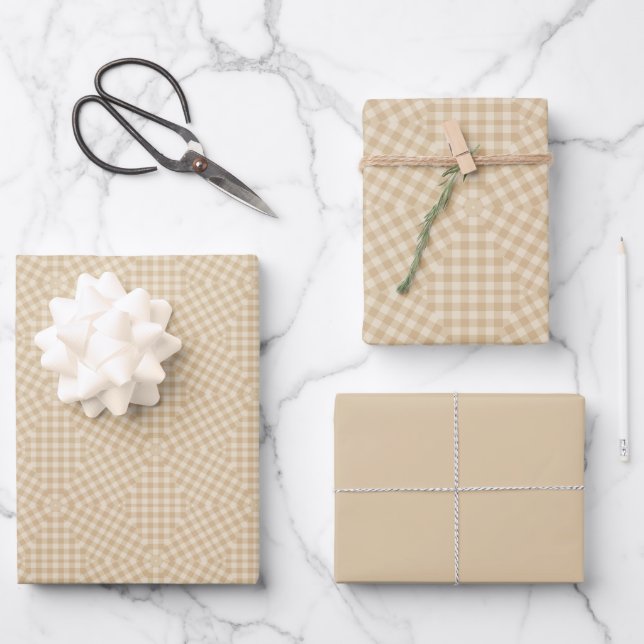 Modern Gingham Patter Wrapping Paper Sheets (Front)