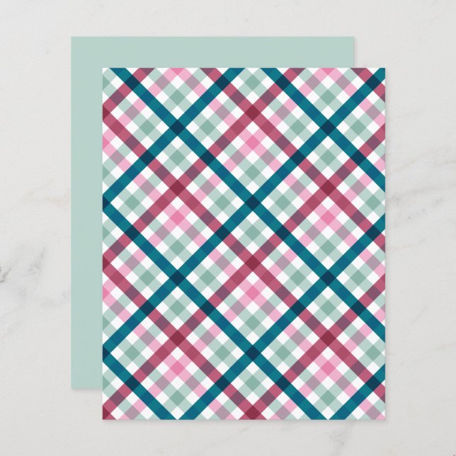 Modern Gingham Teal Magenta Pink Pattern Scrapbook (Front/Back)